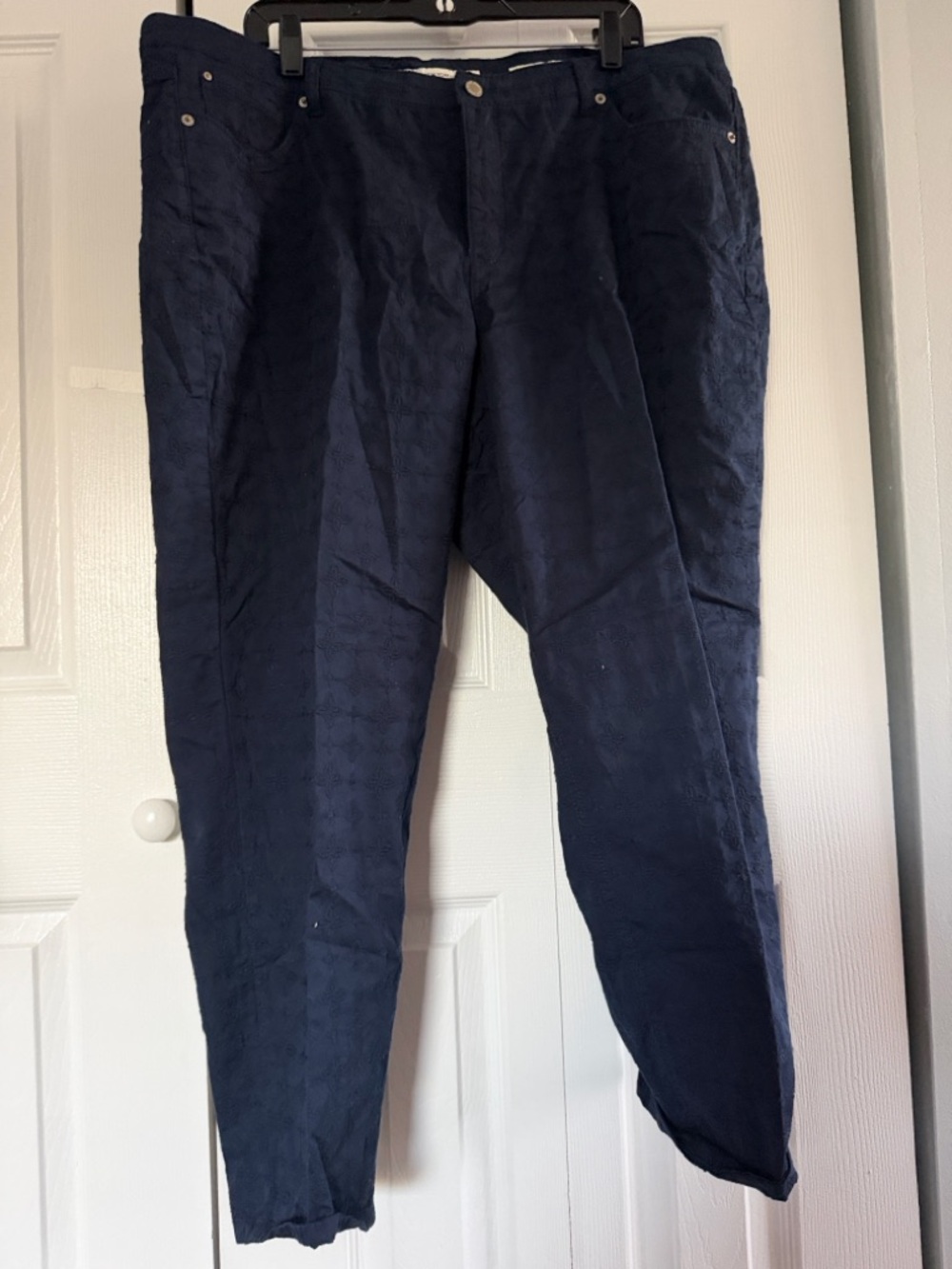 Jones New York Navy Eyelet Woman’s Soho ankle cropped pants, 18W, NWT